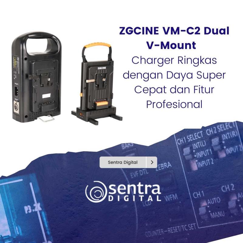 ZGCINE VM-C2 Dual V-Mount Charger Ringkas dengan Daya Super Cepat dan Fitur Profesional