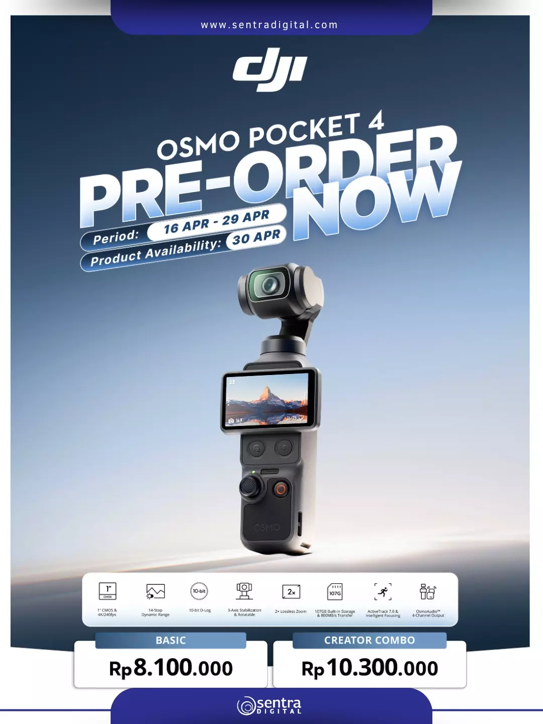 Pre Order DJI Osmo Pocket 4 Sekarang di Sentra Digital Surabaya, Jangan Sampai Kehabisan