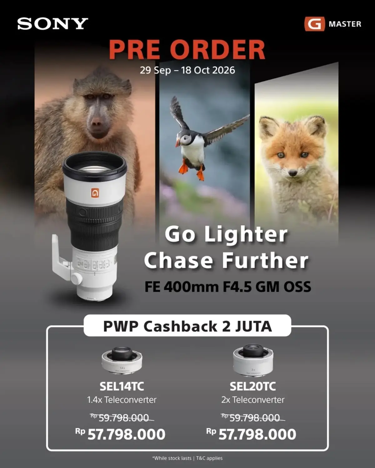 Benefit Pre-order Sony FE 400mm F4.5 GM OSS