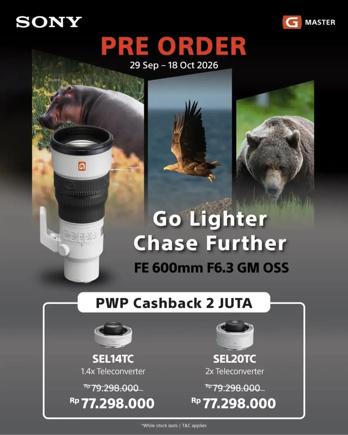 Promo Teleconverter Sony FE 600mm F6.3 GM OSS