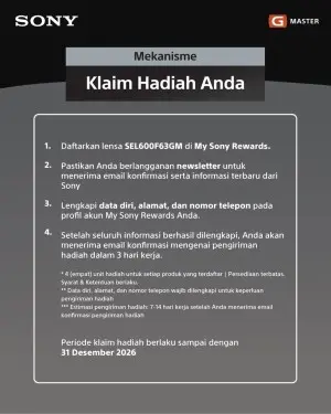 Cara Klaim Hadiah Pre-order Sony FE 600mm F6.3 GM OSS