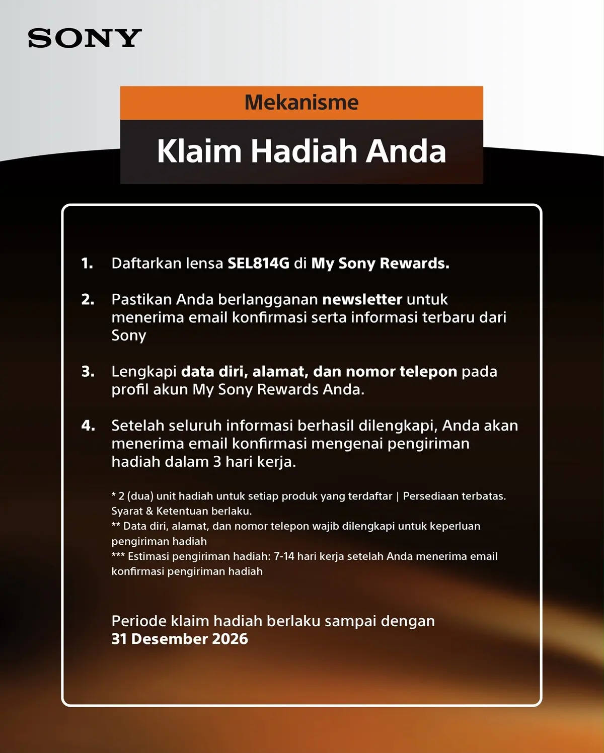 Cara Klaim Bonus Pre-order Sony SEL814G