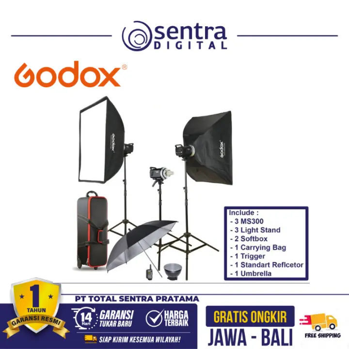 Godox MS300-D Studio Flash Kit (Paket Tiga Lampu)
