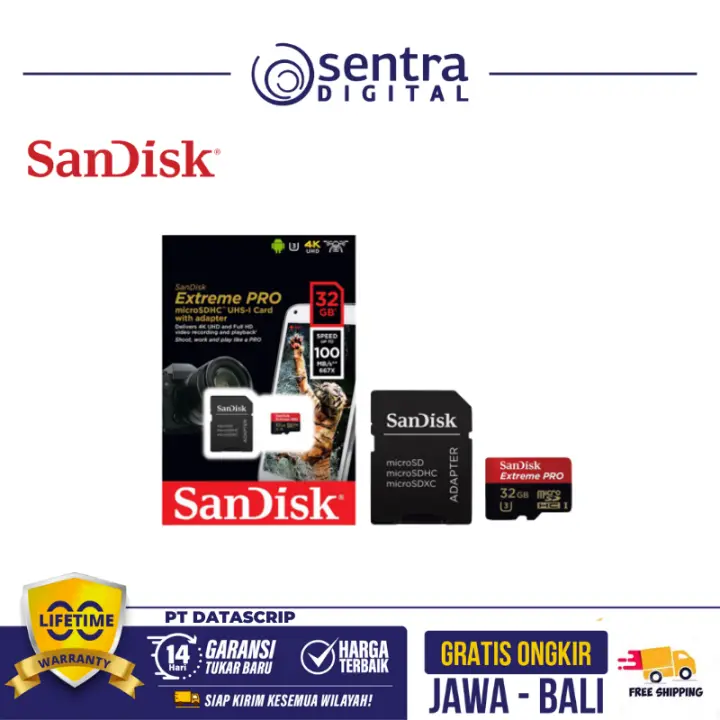 Sandisk Extreme Pro Micro 32GB UHS-I 4K 100MB/s (667X) with Adapter