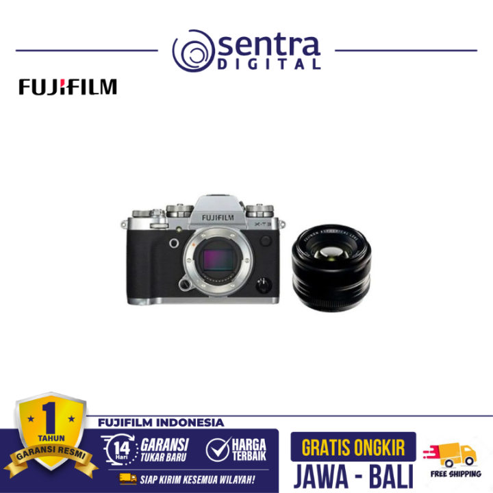 Fujifilm X-T3 Body Only Silver + XF 35mm F/1.4 R New (Without Charger and Flash)
