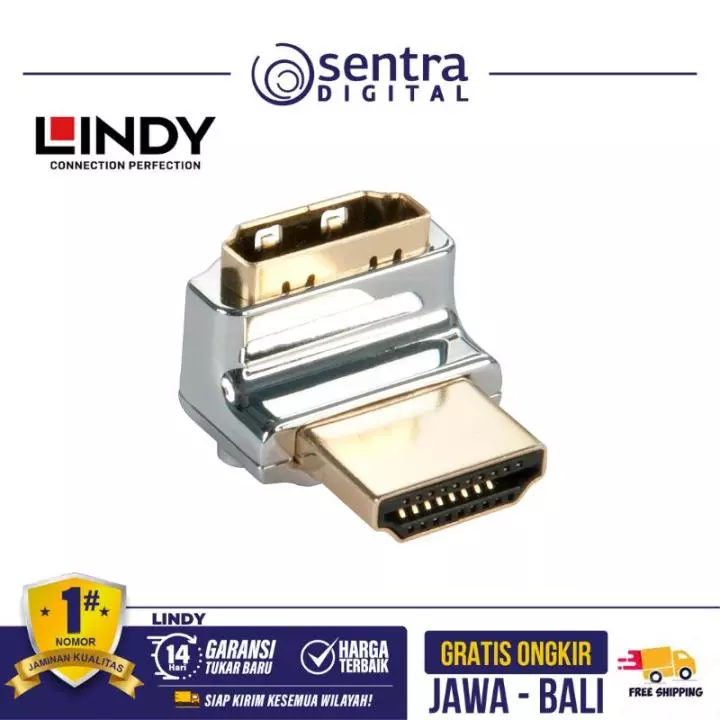 Lindy Cromo HDMI A/M to A/F RA Adapter (Up) - 41506