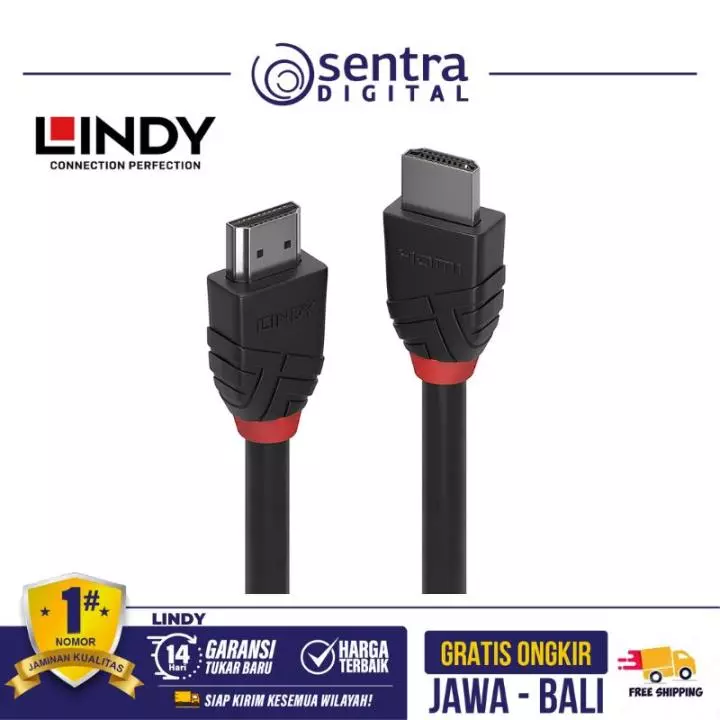 Lindy High Speed HDMI Cable Black Line 1m - 36471