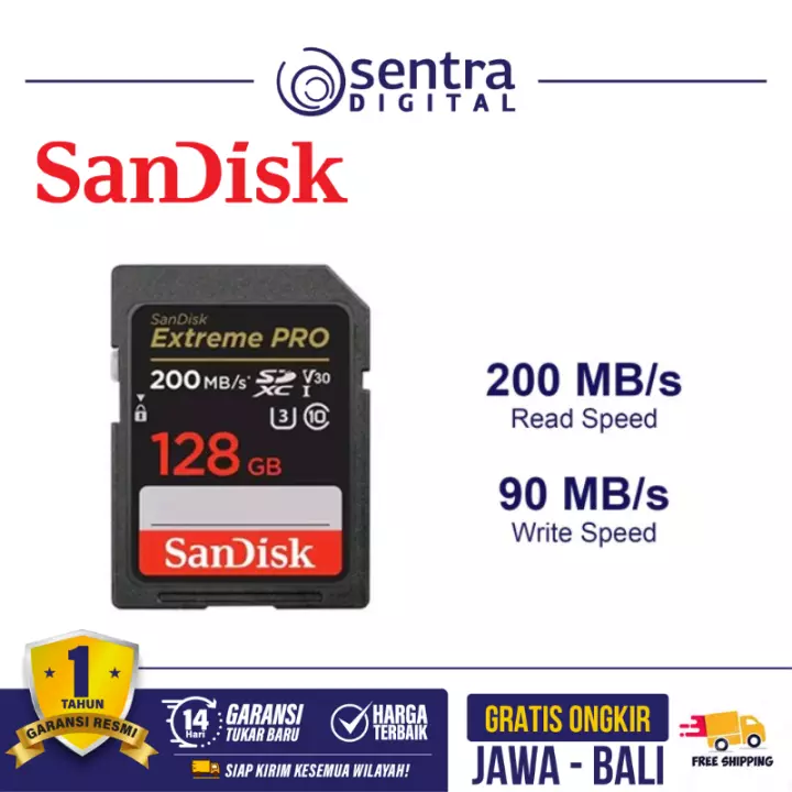 Sandisk Extreme Pro SDXC 128GB UHS-I 4K 200MB/S