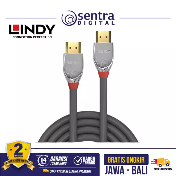 Lindy Cromo High Speed HDMI Cable with Ethernet HDMI 2.0 A to A 2m - 37872