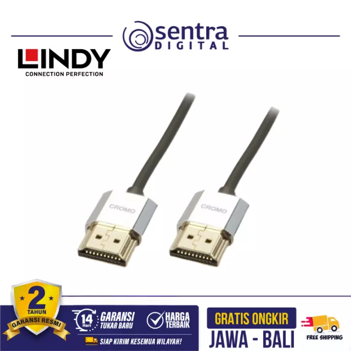 Lindy Cromo Slim Active High Speed HDMI 2.0 Cable with Ethernet and 4K Support 4.5m - 41676