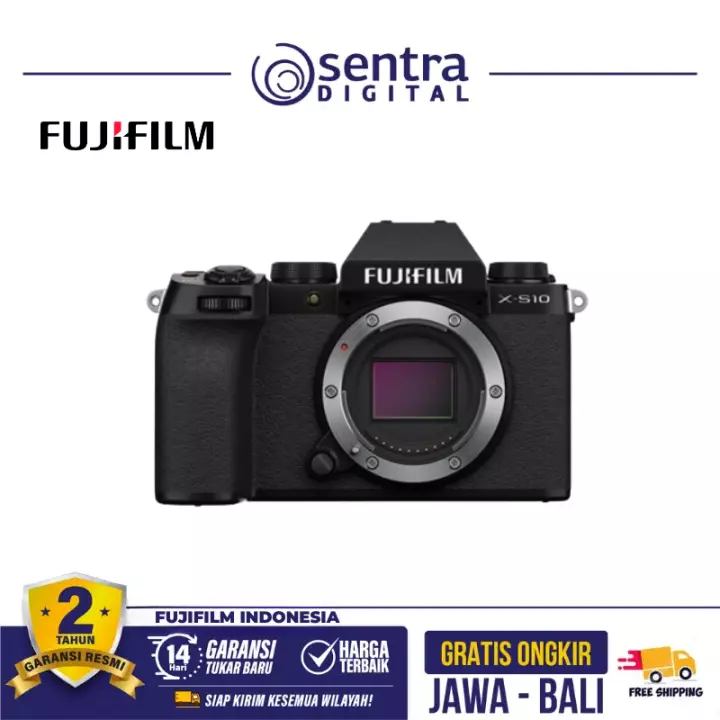Fujifilm X-S10 Body Only with MIC-ST1 Microphone + EF-X500 Flash