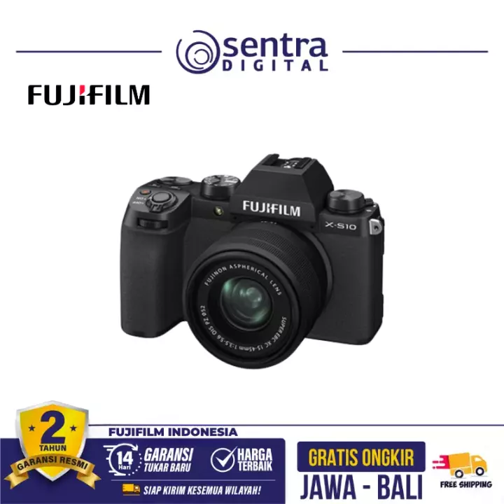 Fujifilm X-S10 Kit 15-45mm with MIC-ST1 Microphone + EF-X500 Flash