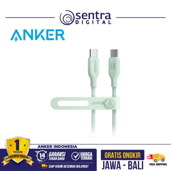 Kabel Anker 544 USB Type C ke USB Type C Bio-Based 3ft - A80F5 Green