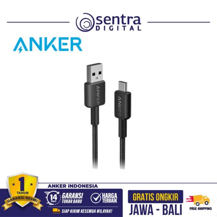 Kabel Charger Anker 322 USB Type A to USB Type C Cable 3ft Braided - A81H5 Black