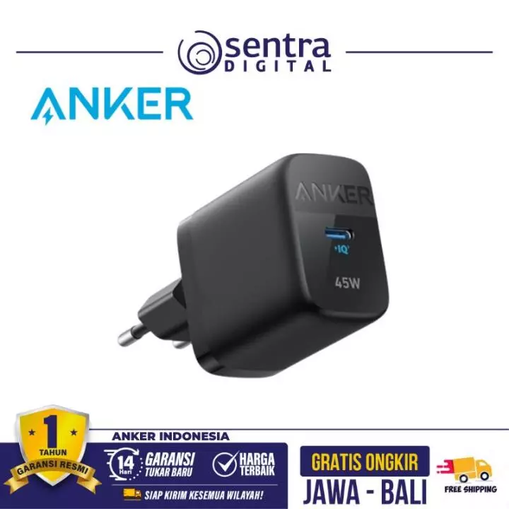 Wall Charger Anker 313 USB Type C Super Fast Charging Adaptor 45W - A2643 Black