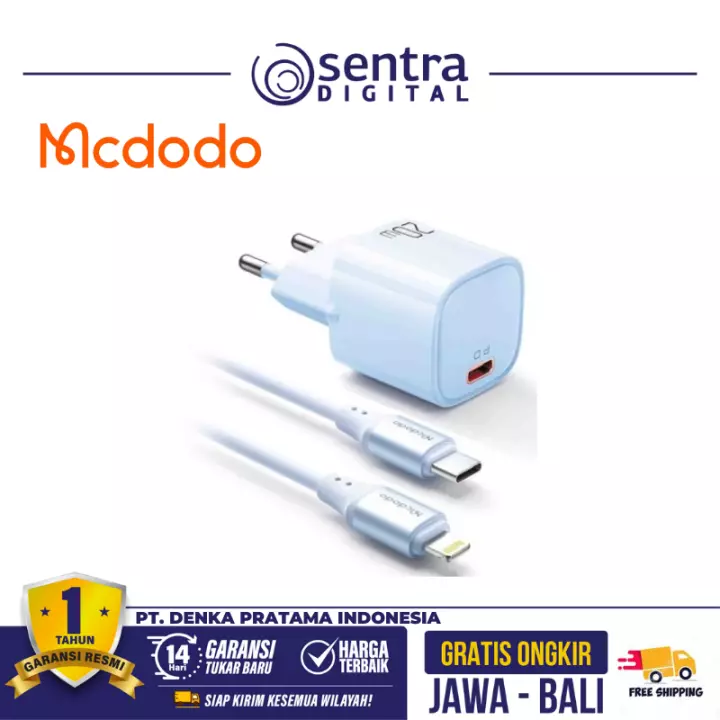 MCDODO Charger Set iPhone 20W PD Fast Charger Blue - CH-4025