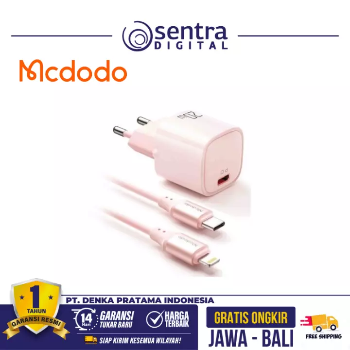 MCDODO Charger Set iPhone 20W PD Fast Charger Pink - CH-4027