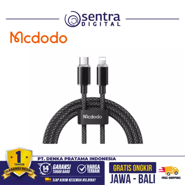 MCDODO Type-C to Lightning Cable Dichromatic Series Black - CA-3660