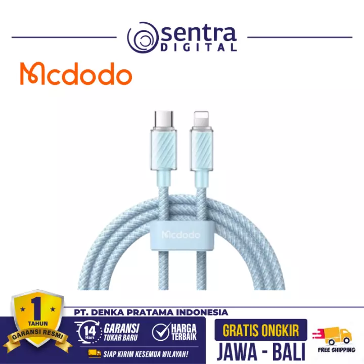 MCDODO Type-C to Lightning Cable Dichromatic Series Blue - CA-3661