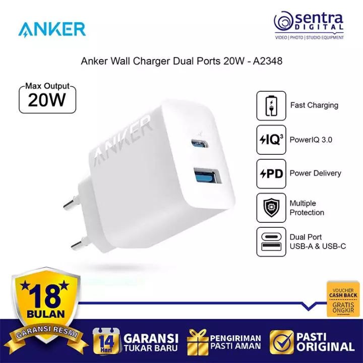 Anker Wall Charger (2 Ports) 20W B2B - A2348