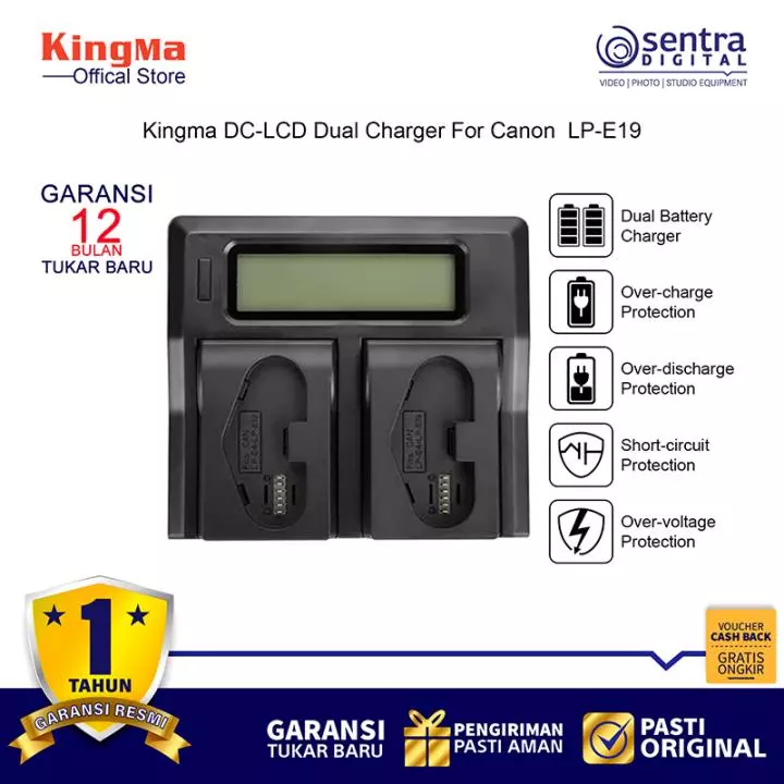 Kingma DC-LCD Dual Charger For Canon LP-E19 LP-E4N (DC LCD-LPE19)