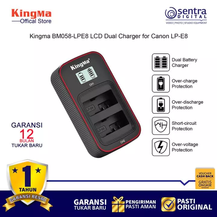 Kingma BM058-LPE8 Dual USB Charger for Canon EOS 550D 600D 650D 700D Battery