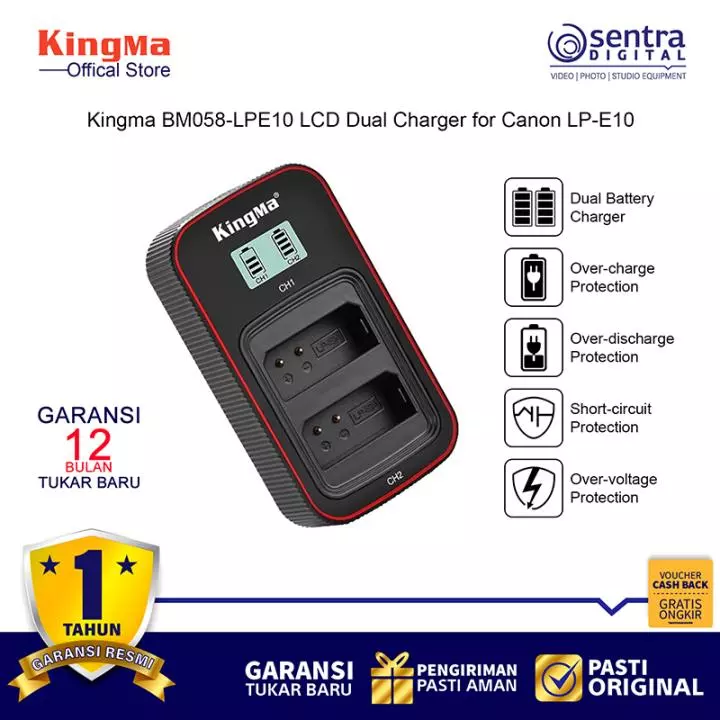 Kingma BM058- LPE10 Dual USB Charger for Canon EOS 1200D 1300D 1500D