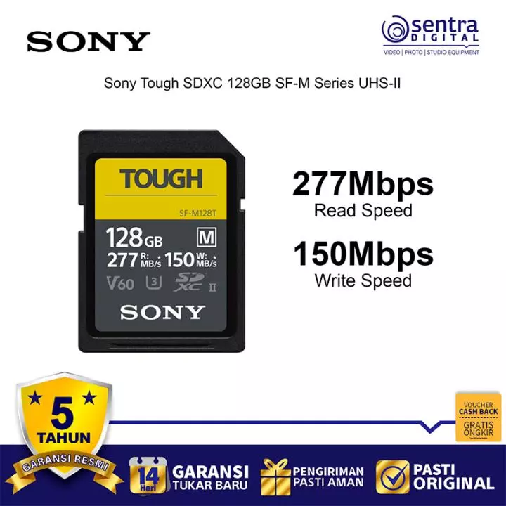 Sony Tough SDXC 128GB SF-M Series UHS-II 277MB/s Memory Card