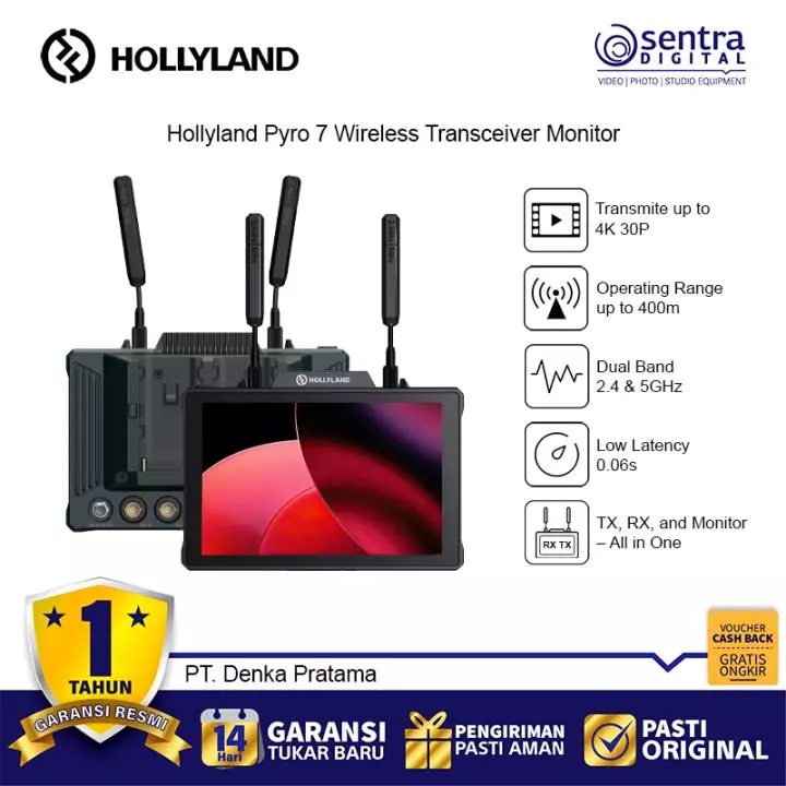 Hollyland Pyro 7 Wireless Video Monitor TX RX All in One Dual View Switching Touchscreen