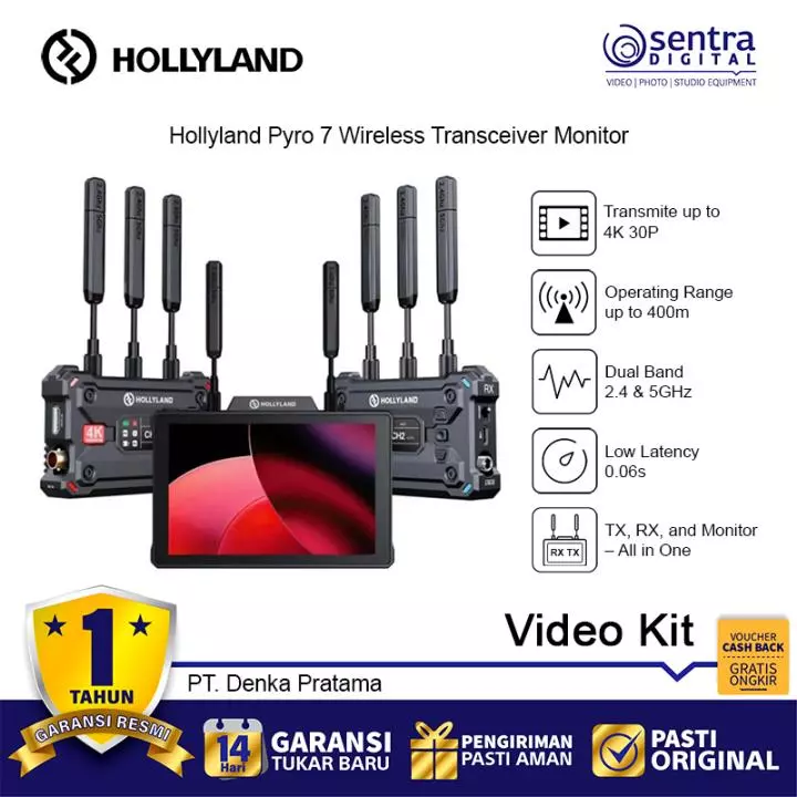 Hollyland Pyro 7 Wireless Monitor TX RX All in One Dual Switching Bundling with Pyro S Set - Video Kit