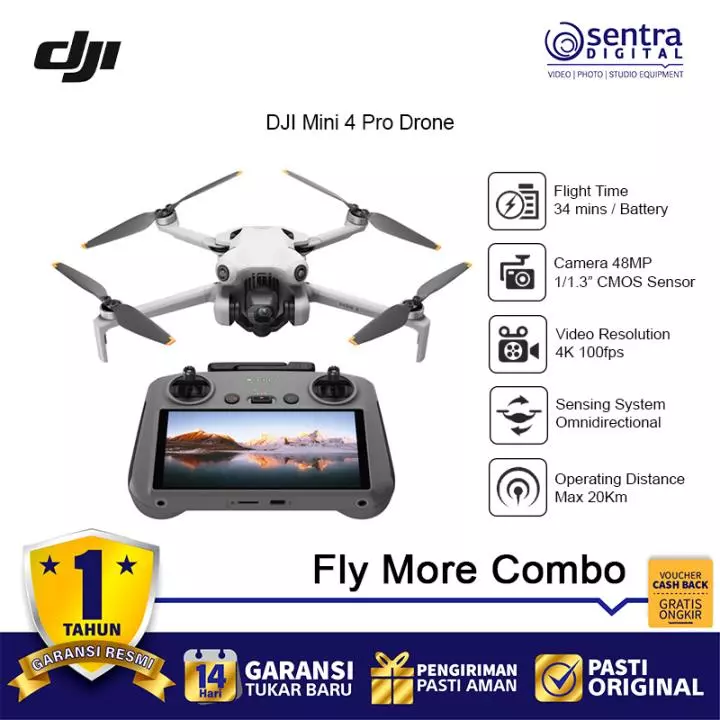 DJI Mini 4 Pro Drone with RC 2 Controller - Fly More Combo
