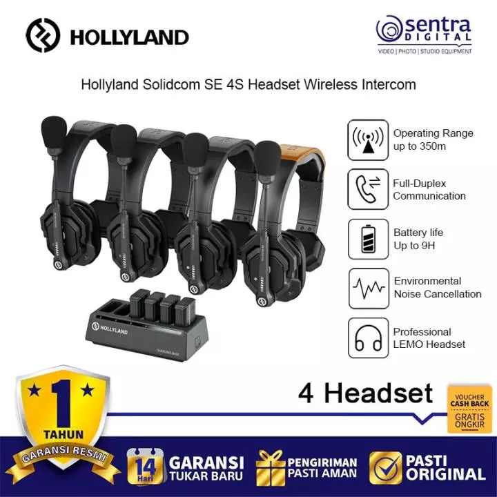 Hollyland Solidcom SE 4S Full Duplex Noise Canceling Headset Intercom System 4 Person