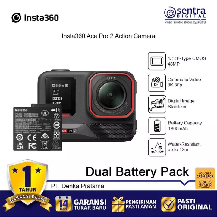 Insta360 Ace Pro 2 Actioncam Dual Battery Bundle Pack 8K Action Camera