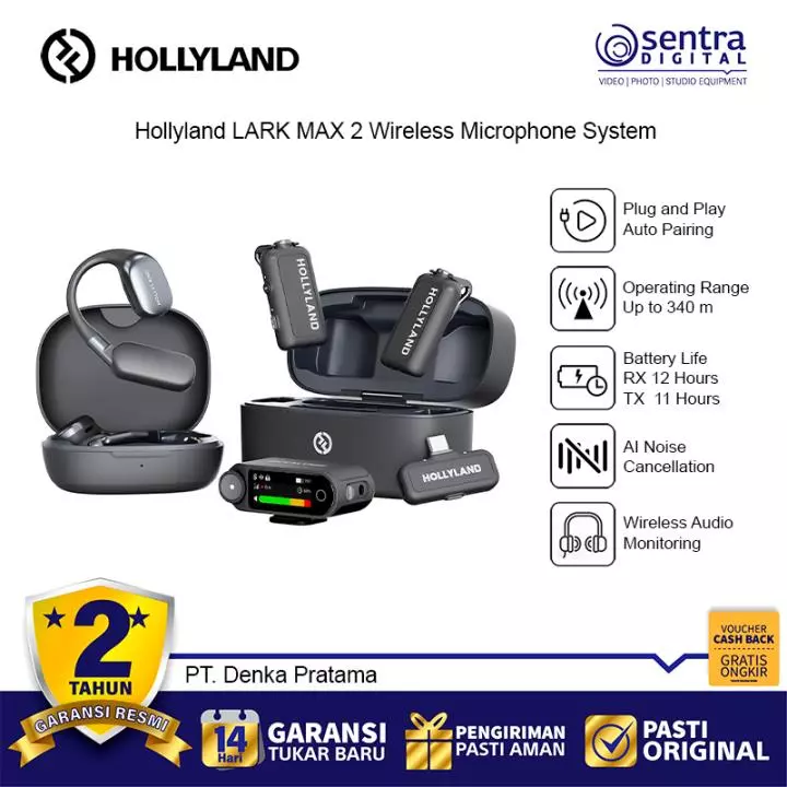 Hollyland LARK MAX 2 Wireless Microphone System 2.4GHz for Actioncam Smartphone Camera - Ultimate Combo