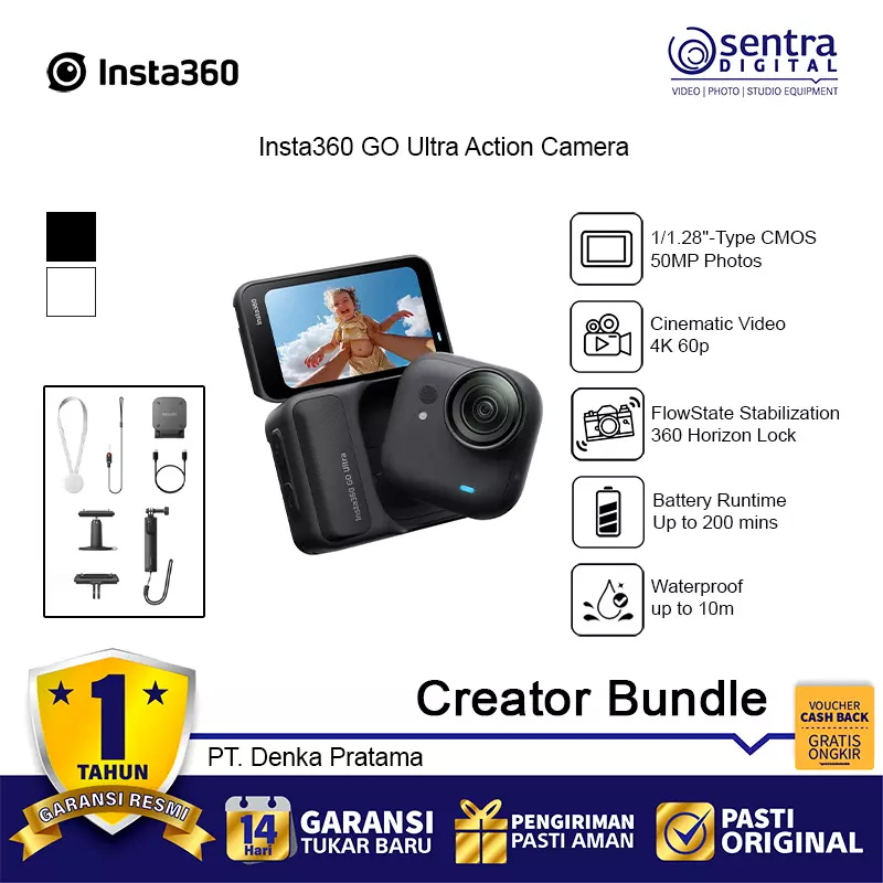 Insta360 GO Ultra Action Camera Creator Bundle - Midnight Black