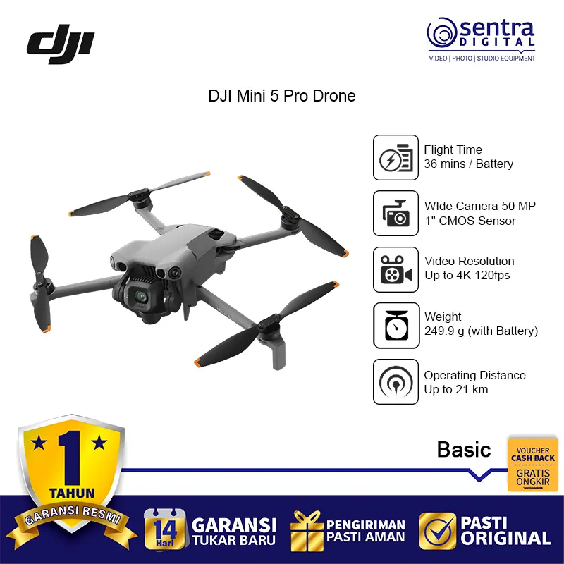 DJI Mini 5 Pro Cinematic Drone with 1 Inch Large CMOS 50Mp 4k 120fps - Basic