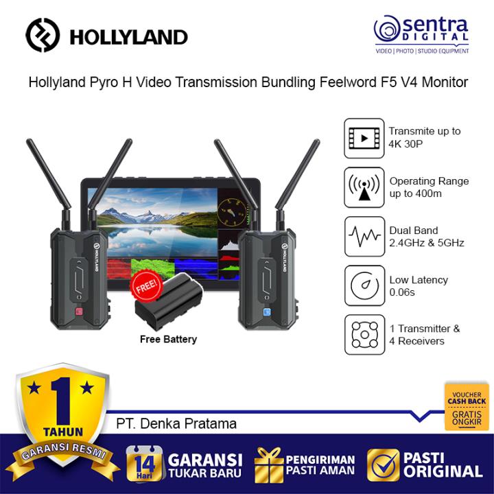 Bundling Hollyland Pyro H - FeelWorld F5 Pro V4 6'' Inch Paket Murah Transmitter Video RX TX - LCD Monitor 4K HDMI 3D LUT IPS Touchscreen