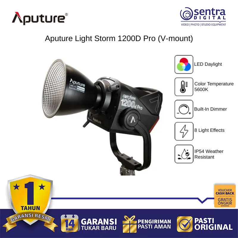 Aputure 1200D Pro V-Mount LED COB Light Bowens High Output Professional Replacement for HMI Tungsten