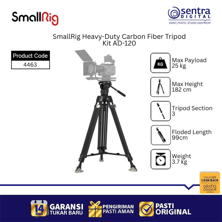 SmallRig AD-120 4463 Tripod Kit Heavy-Duty Carbon Fiber