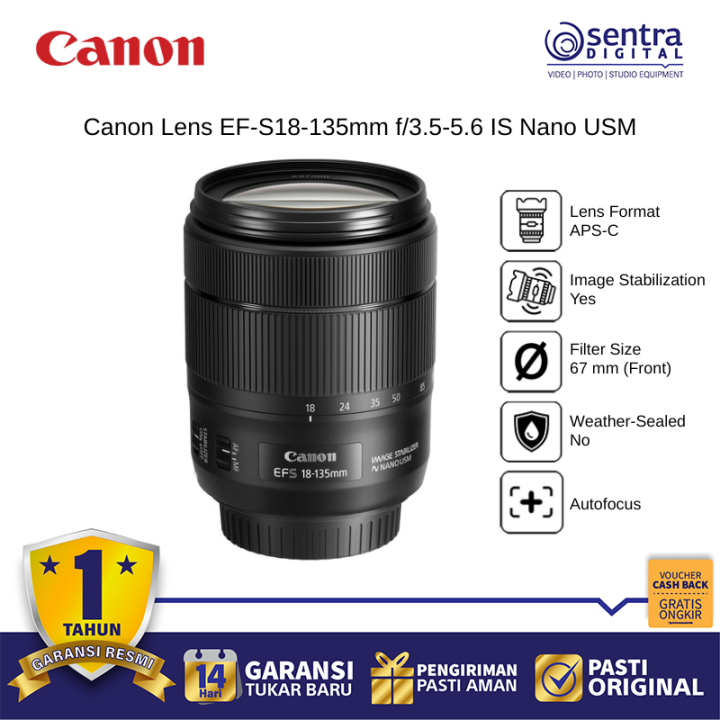 Canon 18-135mm f/3.5-5.6 IS Nano USM Lens EF-S Hybrid Zoom Fast Quiet Autofocus for Video & Stills