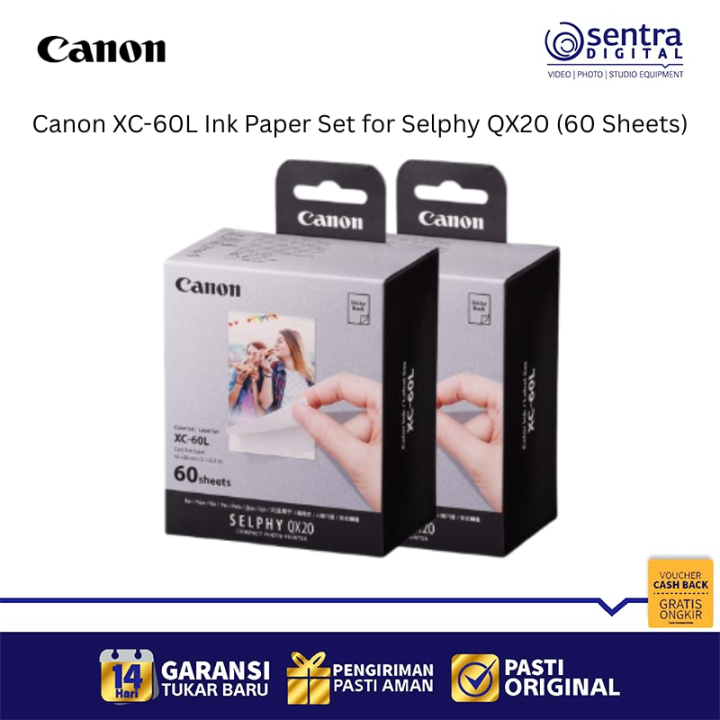 Canon XC-60L Ink & Paper Set 60 Sheets for SELPHY QX20 Square Sticker Media