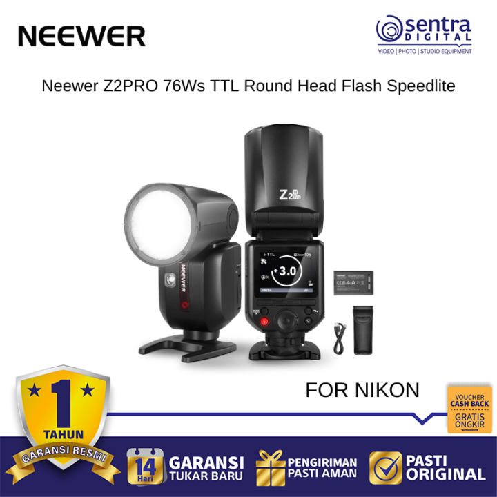 Neewer Z2PRO TTL HSS Speedlite 76Ws Round Head Flash Camera Compatible for Nikon