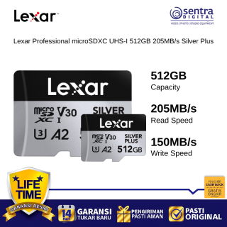 Lexar 512GB Professional microSDXC UHS-I 205MB/s Silver Plus High-Speed Memory Card