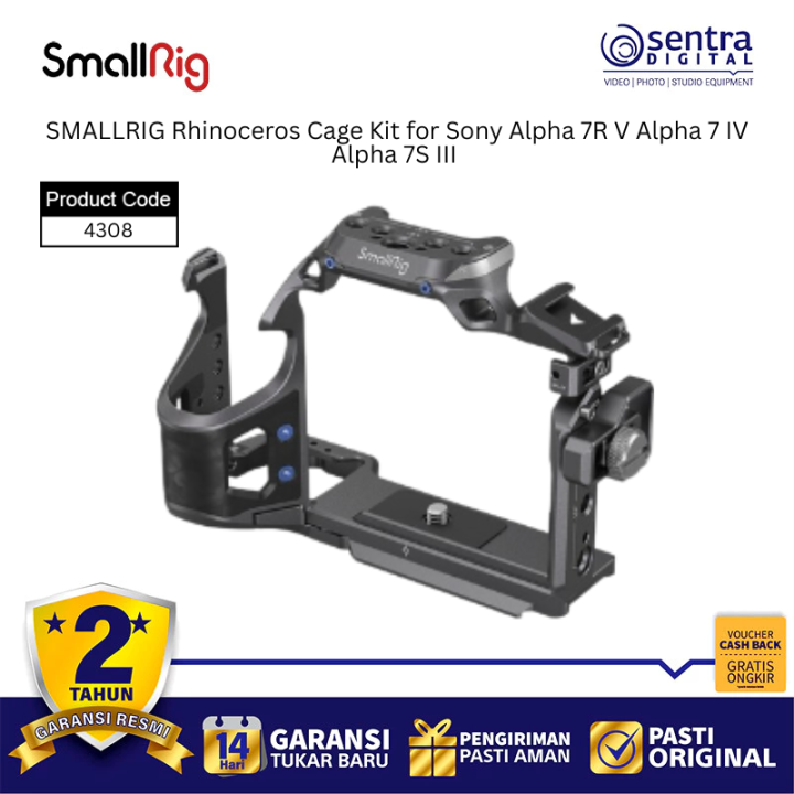 SMALLRIG Rhinoceros Cage Kit 4308 Sony Alpha 7R V A7 IV A7S III Lightweight Video Cage with HDMI Cable Clamp