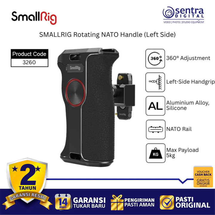SMALLRIG 3260 Hand Grip Left Side Rotating 360 Camera Rig Vlog NATO Rail Mount Accessories