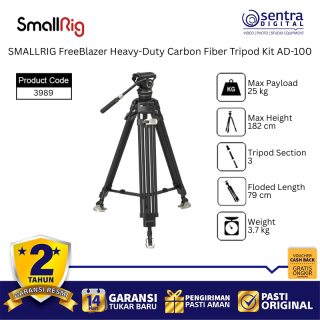 SMALLRIG FreeBlazer Heavy-Duty Carbon Fiber Tripod Kit AD-100 3989 Fluid Head Stable Pan Tilt