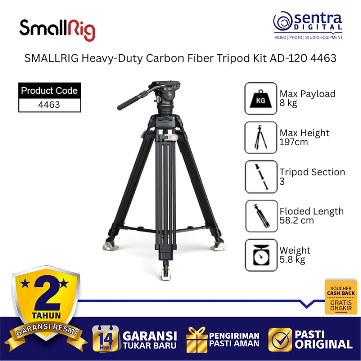 SmallRig AD-120 4463 Tripod Kit Heavy-Duty Carbon Fiber
