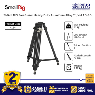 SMALLRIG 4164 Fluid Head Video Tripod FreeBlazer AD-80 Aluminum Alloy Professional
