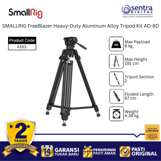 SMALLRIG FreeBlazer AD-80 Aluminum Alloy Fluid Head Tripod for DSLR Mirrorless Cinema Camera