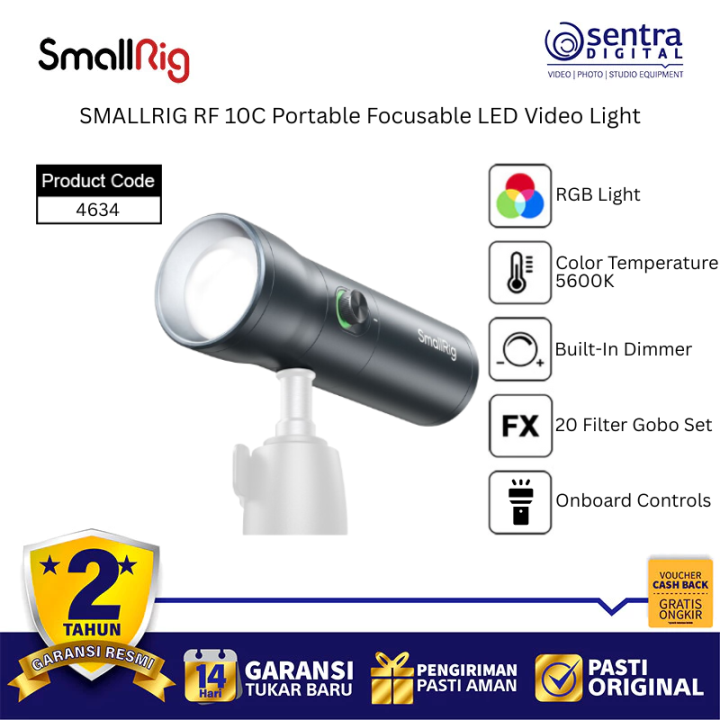 SMALLRIG 4634 RF 10C Portable Camera Video Light Adjustable Focus RGBWW High CRI